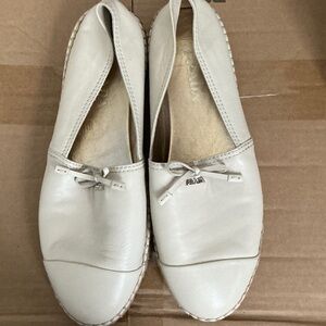 Prada Cream Leather Espadrilles